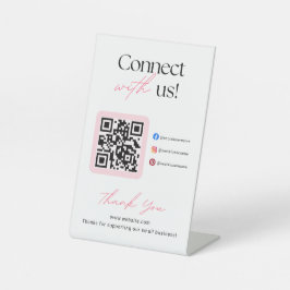 Connect With Us Social Media QR Code Business  Reclamebord Met Voetstuk