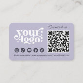 Connect With Us Social Media QR Code Lavender Visitekaartje (Voorkant)