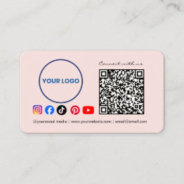 Connect with us Social Media QR Code Pink Business Visitekaartje