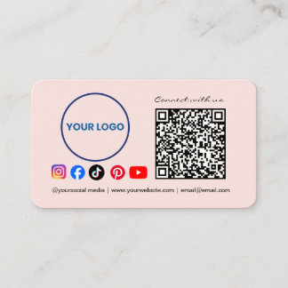 Connect with us Social Media QR Code Pink Business Visitekaartje