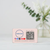 Connect with us Social Media QR Code Pink Business Visitekaartje (Staand voorkant)