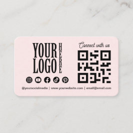 Connect with us Social Media QR Code Pink Business Visitekaartje