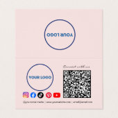 Connect with us Social Media QR Code Pink Business Visitekaartje (Buitenkant ongevouwen)