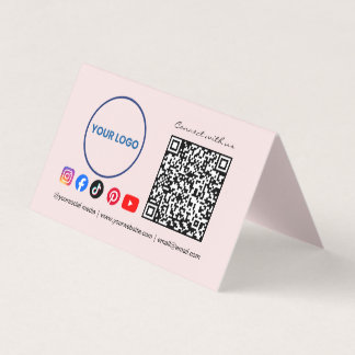 Connect with us Social Media QR Code Pink Business Visitekaartje