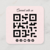 Connect with us Social Media QR Code Pink Square Vierkante Visitekaartje (Achterkant)