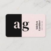 Connect Zwart Roze Monogram QR Code Social Media Visitekaartje (Voorkant)