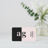 Connect Zwart Roze Monogram QR Code Social Media Visitekaartje (Staand voorkant)