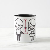 Connected by Love” Cute Couple Mug Mok (Midden)