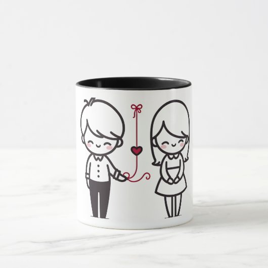 Connected by Love” Cute Couple Mug Mok (Midden)