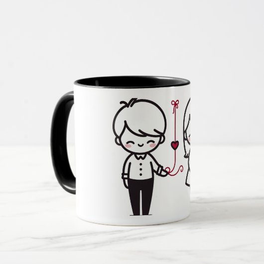 Connected by Love” Cute Couple Mug Mok (Voorkant links)