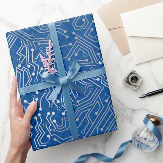 Connected Circuit A.b Blue BG Cadeaupapier (Geschenken)