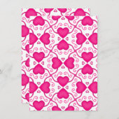 Connected Hearts Hot Pink op witte Valentijnsdag Feestdagenkaart (Voorkant / Achterkant)