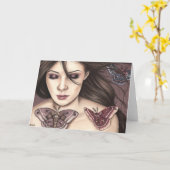 Connected Moth Girl-Wenskaart Kaart (Gele Bloem)