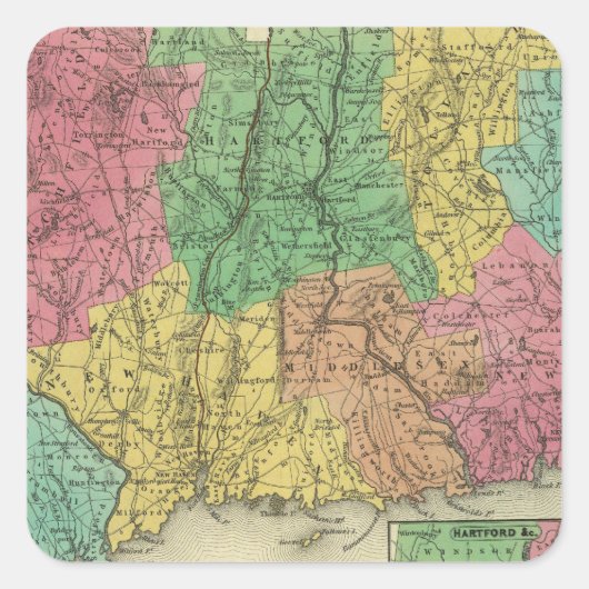 Connecticut 10 vierkante sticker (Voorkant)