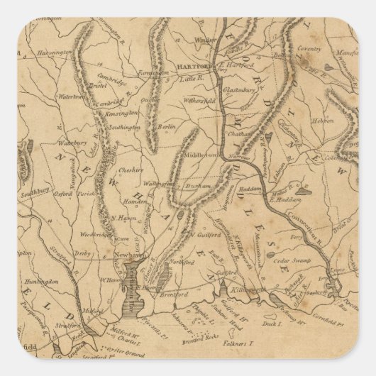 Connecticut 12 vierkante sticker (Voorkant)