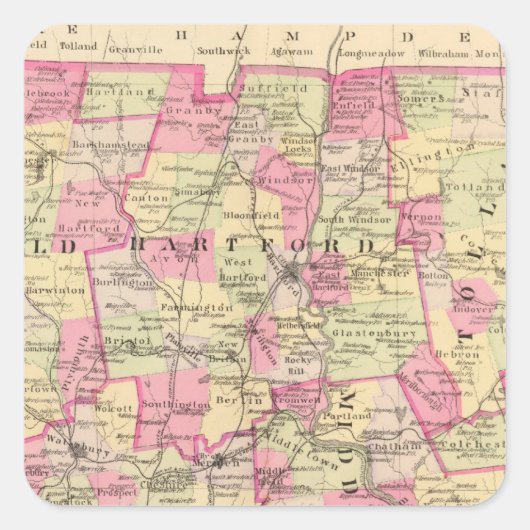 Connecticut 12 vierkante sticker (Voorkant)