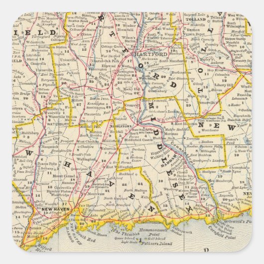 Connecticut 14 vierkante sticker (Voorkant)