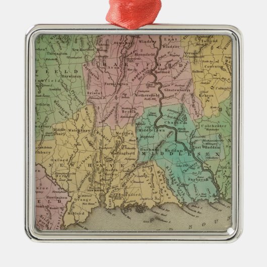 Connecticut 3 metalen ornament (Voorkant)