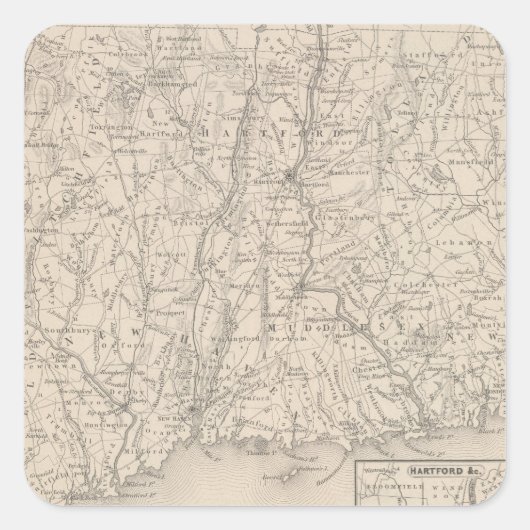 Connecticut 3 vierkante sticker (Voorkant)