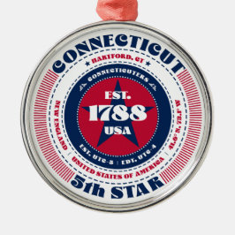 Connecticut 5e staat kerstversiering metalen ornament