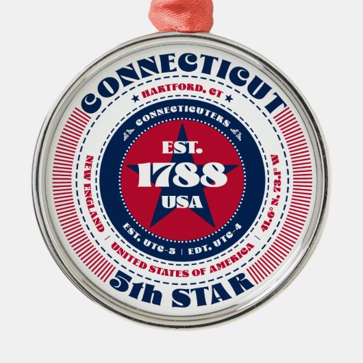 Connecticut 5e staat kerstversiering metalen ornament (Voorkant)