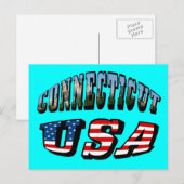 Connecticut Afbeelding en Vlagtekst VS Briefkaart (Voorkant / Achterkant)