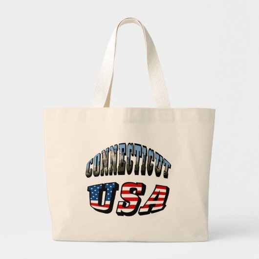 Connecticut Afbeelding en Vlagtekst VS Grote Tote Bag (Voorkant)