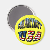 Connecticut Afbeelding en Vlagtekst VS Magneet (Voorkant / Achterkant)
