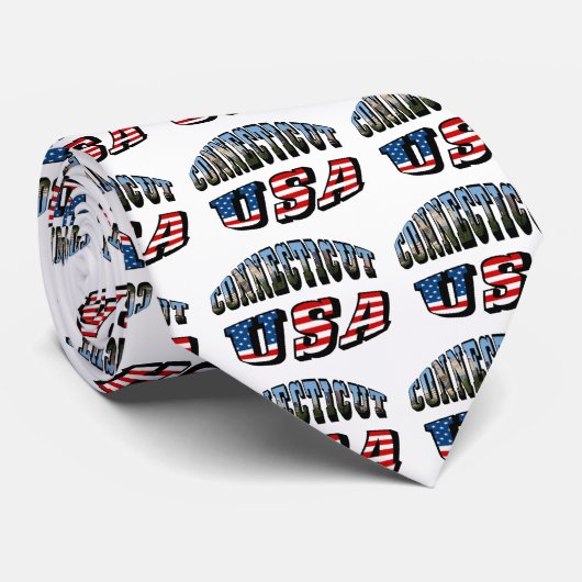Connecticut Afbeelding en Vlagtekst VS Stropdas (Opgerold)
