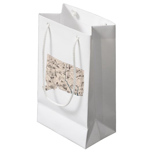 Connecticut  Afbeelding Kaart Gift Bag Klein Cadeauzakje (Voorkant Gekanteld)