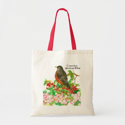Connecticut American Robin Bird Waterverf Tote Bag (Voorkant)