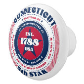 Connecticut Amerikaanse staat Rood Wit Blauw Typog Keramische Knop (Rechts)
