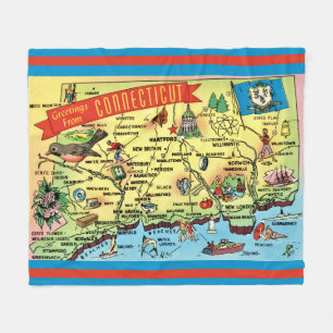 Connecticut Ansichtkaart Kaart Fleece Deken