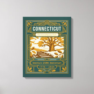 Connecticut Art Deco Amerika 250ste verjaardag Canvas Afdruk
