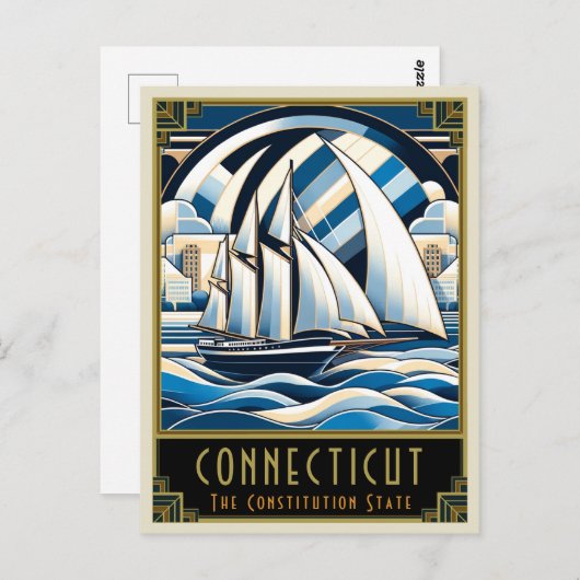 Connecticut | Art. Deco Briefkaart (Voorkant / Achterkant)