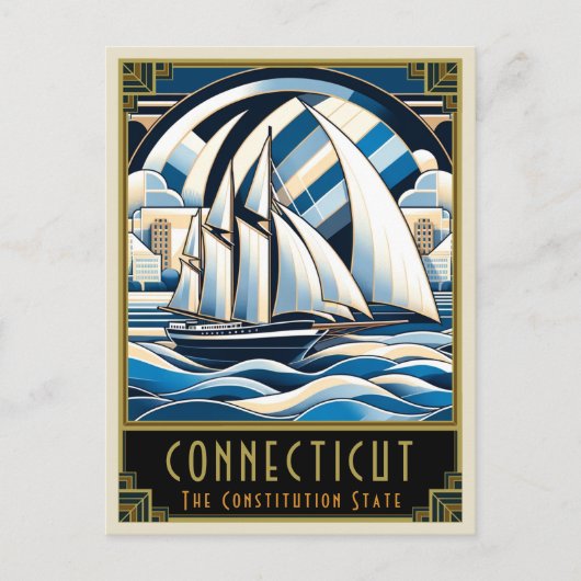 Connecticut | Art. Deco Briefkaart (Voorkant)