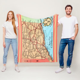 Connecticut Auto Kaart Fleece Deken