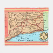 Connecticut Auto Kaart Fleece Deken (Voorkant (Horizontaal))