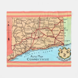 Connecticut Auto Kaart Fleece Deken