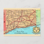 Connecticut Auto Map Ansichtkaart Briefkaart (Voorkant)