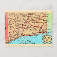 Connecticut Auto Map Ansichtkaart