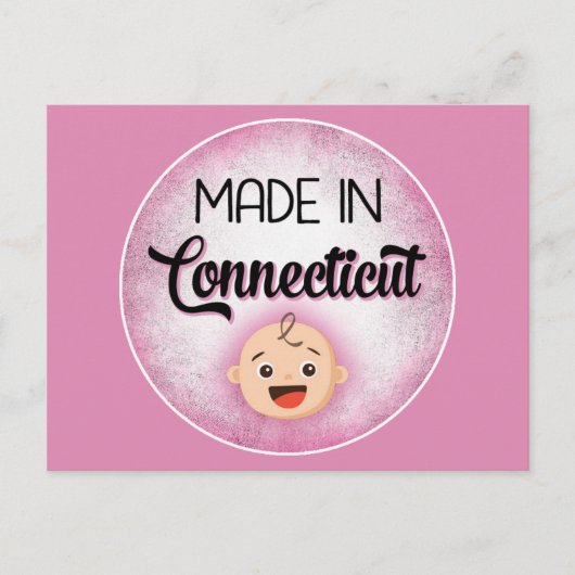 Connecticut Baby Funny Pink New Girl Briefkaart (Voorkant)