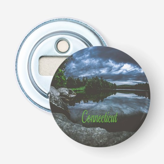 Connecticut Beuece Lake Trees Button Flesopener (Voorkant)