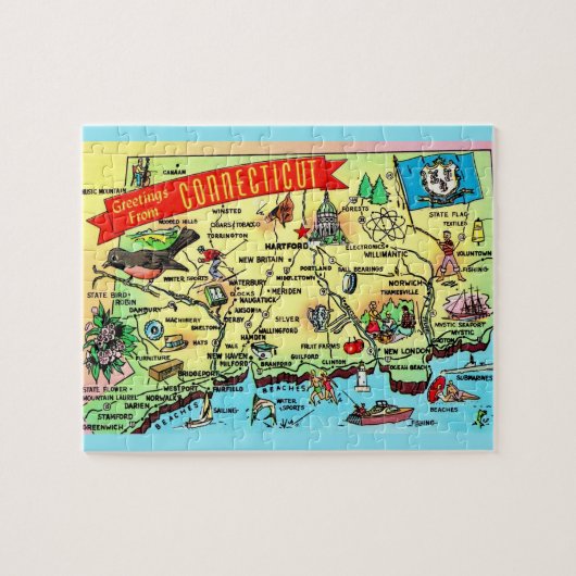 Connecticut Briefkaart Kaart Jigsaw Puzzel (Horizontaal)