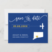 Connecticut Bruiloft Bewaar de datum Kaart, Kaart Magnetische Uitnodiging (Voorkant)