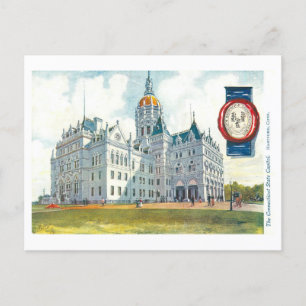 Connecticut Capitol met Zegel Briefkaart