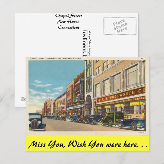 Connecticut, Chapel Street, New Haven Briefkaart (Voorkant / Achterkant)