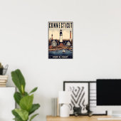 Connecticut Colonial Charm Lighthouse Poster (Thuiskantoor)