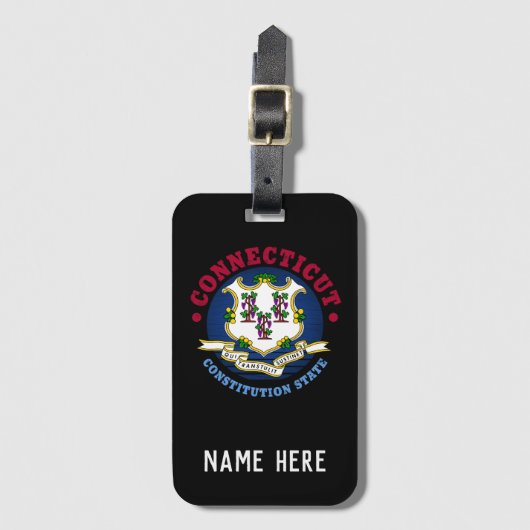 CONNECTICUT CONSTITUTION STATE FLAG BAGAGELABEL (Voorkant (verticaal))