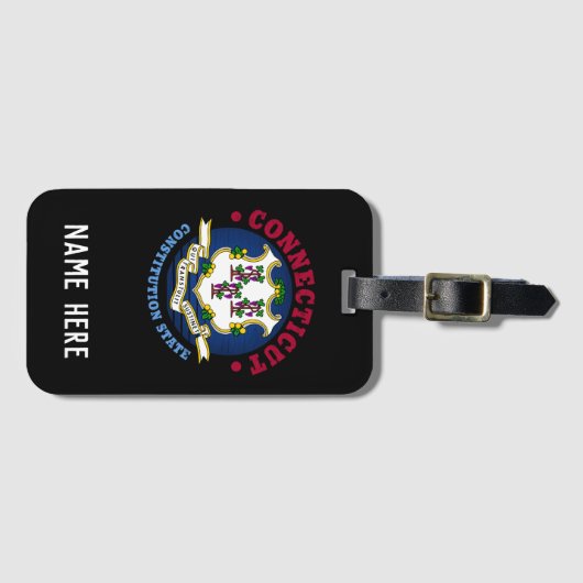 CONNECTICUT CONSTITUTION STATE FLAG BAGAGELABEL (Voorkant (horizontaal))